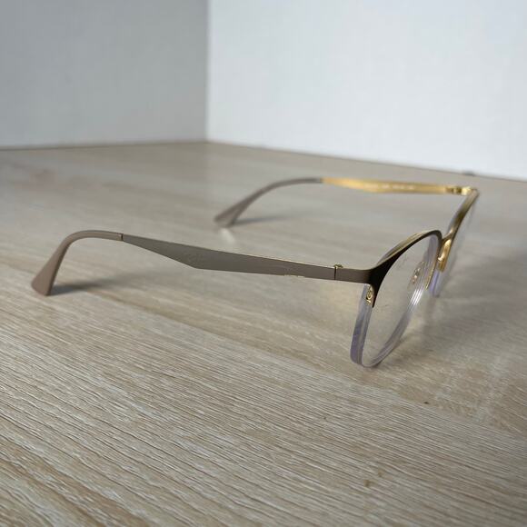 Ray-Ban RB6422 3005 Eyeglasses Half Rim Gold Beige Metal 49-19-140 - Picture 8 of 8